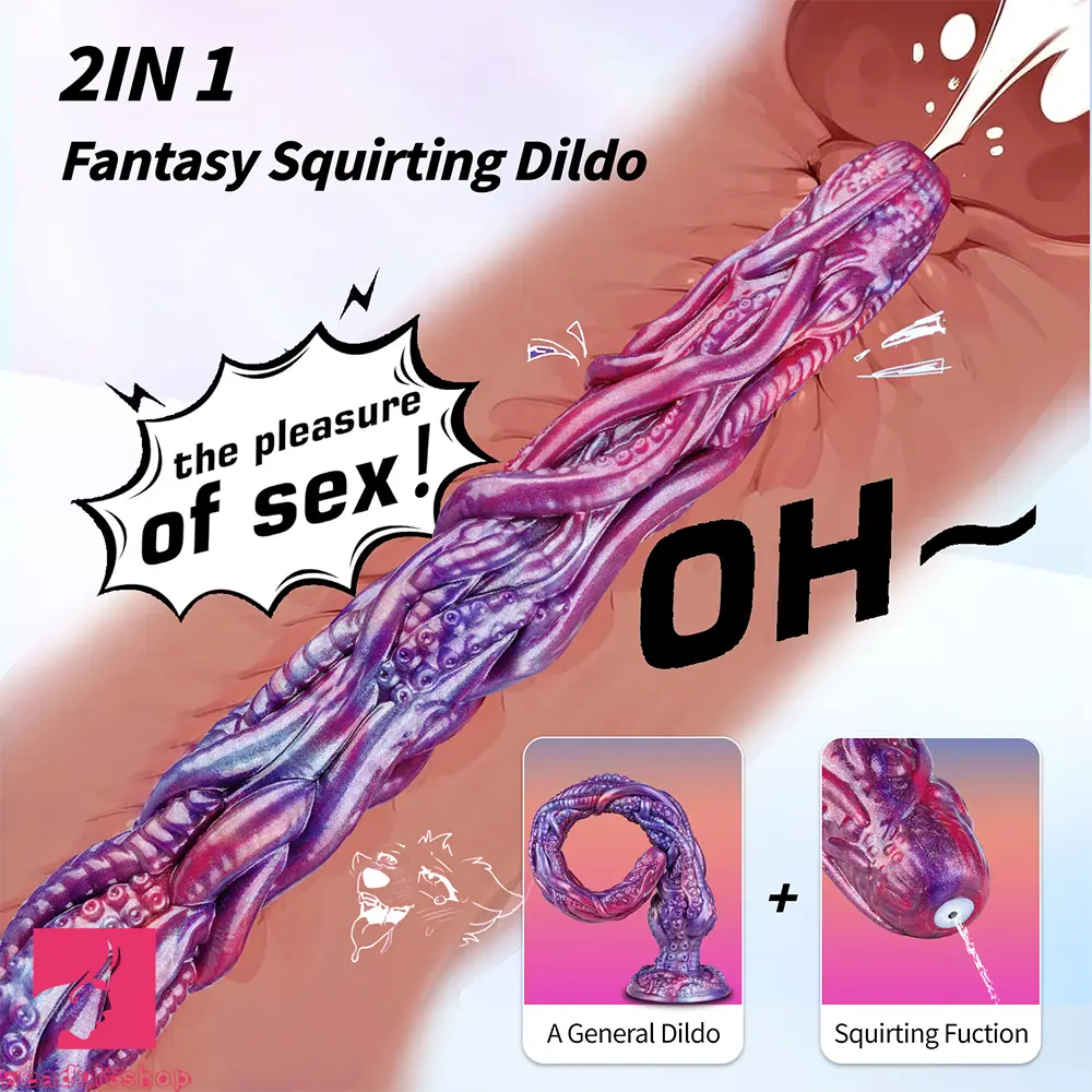19.88in Huge Long Squirting Tentacle Monster Silicone Fantasy Odd Dildo