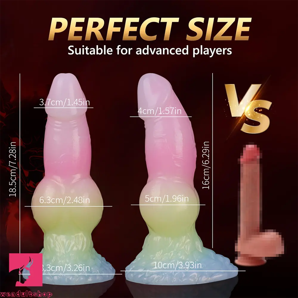 7.28in Dog Knot Silicone Soft Dildo Female Pleasure Sex Toy For Penis
