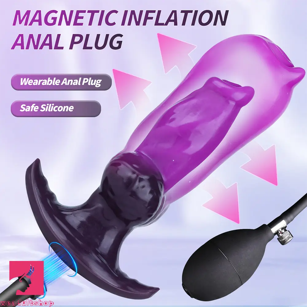 6.7in Magnetic Inflatable Knot Silicone Dildo G-spot Sex Toy For Penis