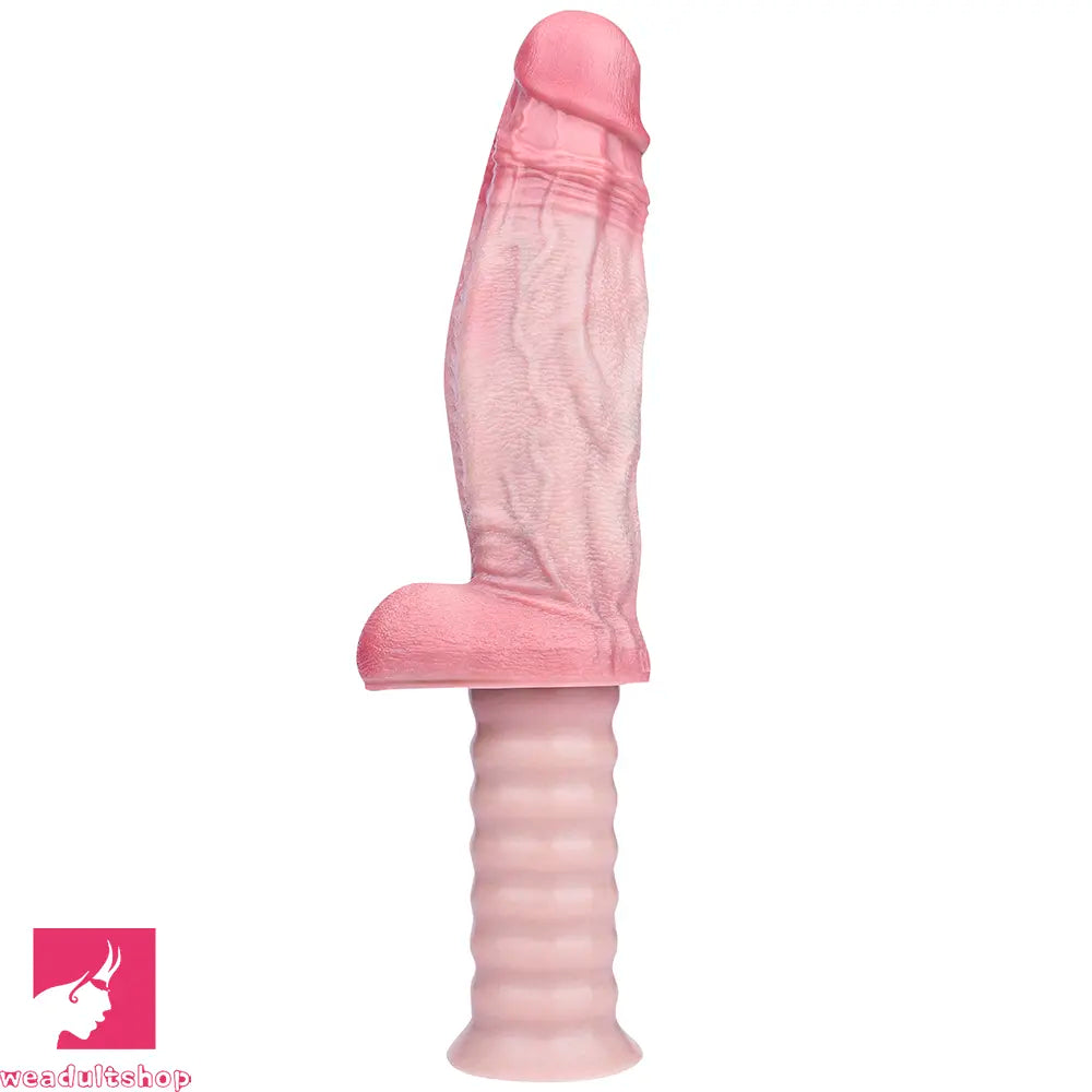 10.82in Real Feeling Double Layer Silicone Soft Handle Flexible Feel Dildo