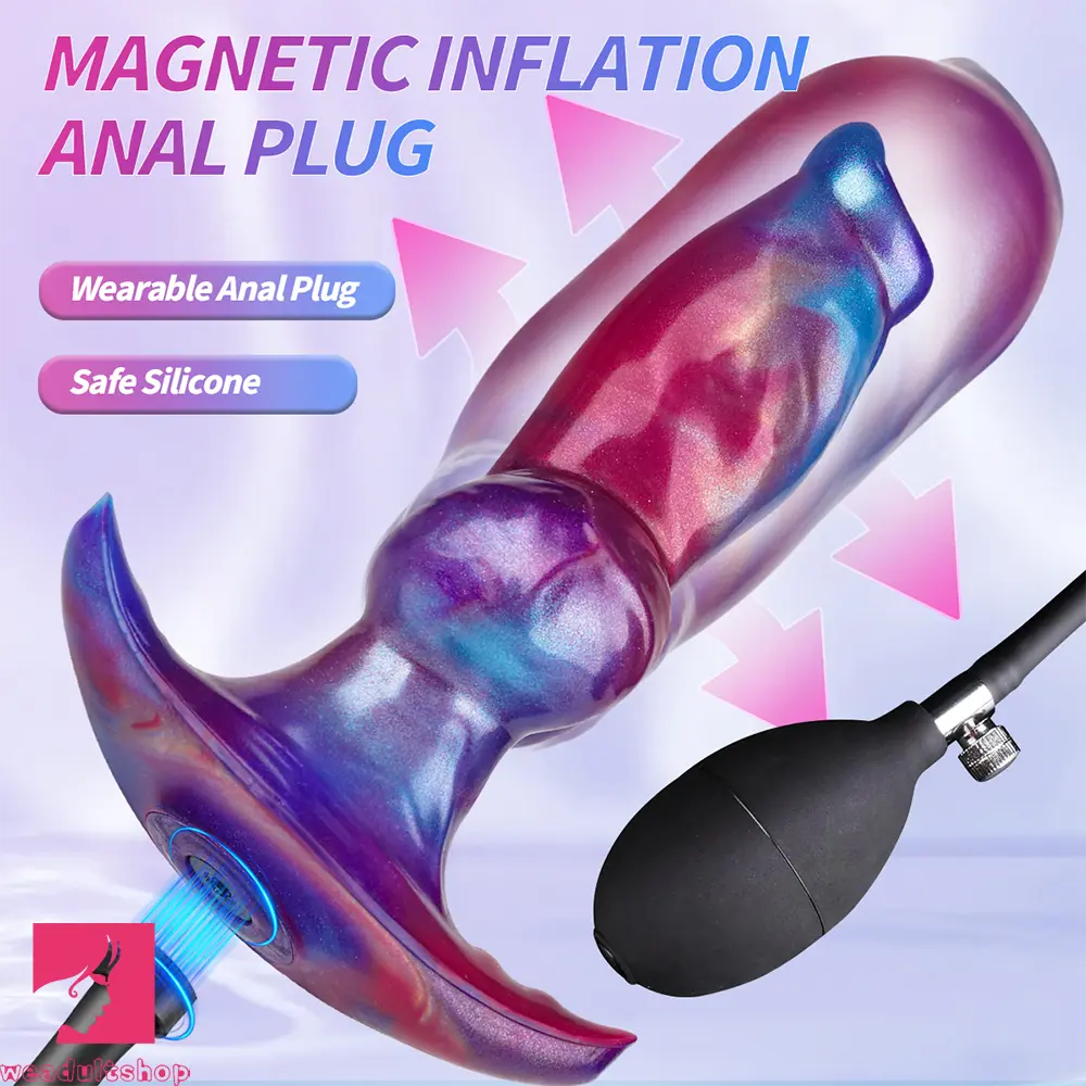 6.7in Magnetic Inflatable Knot Silicone Dildo G-spot Sex Toy For Penis