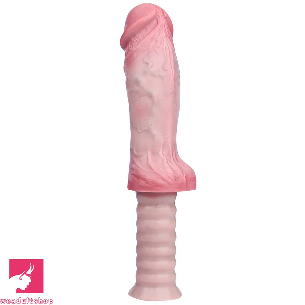 11.02in Real Feeling Double Layer Silicone Soft Handle Handhold Dildo