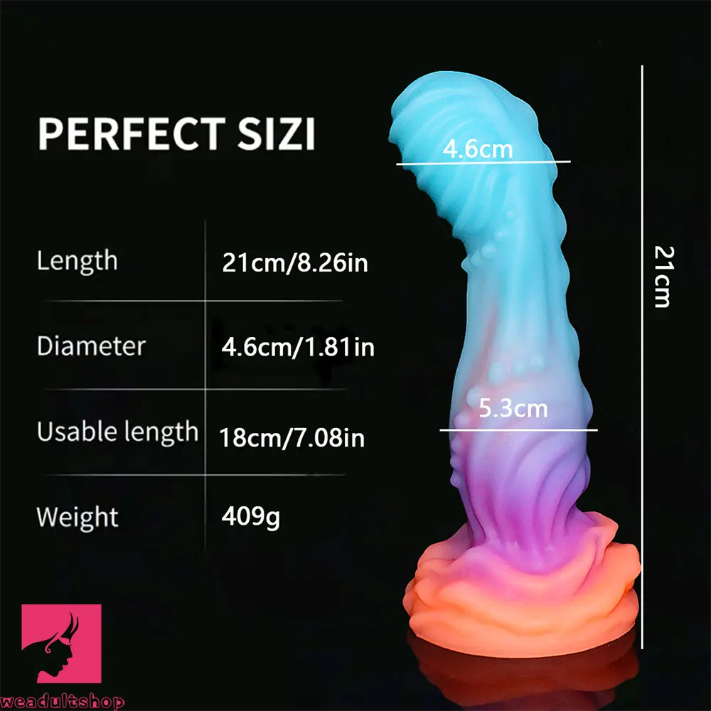 8in Luminous Fantasy Silicone Soft Big Dildo Manual Climax Bed Cock Love