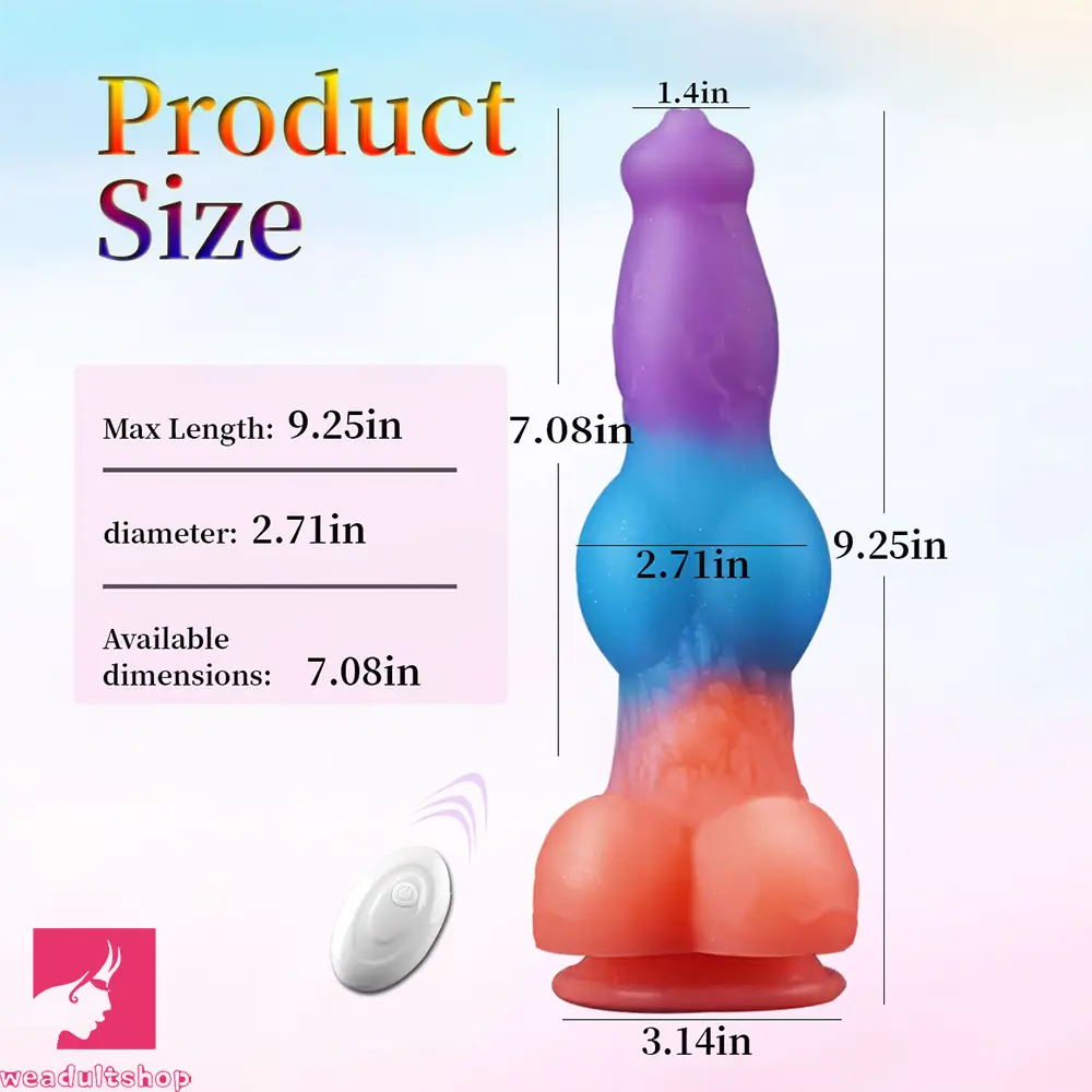 9.25in Vibrating Ejaculating Dog Knot Silicone Luminous Dildo For Feeling