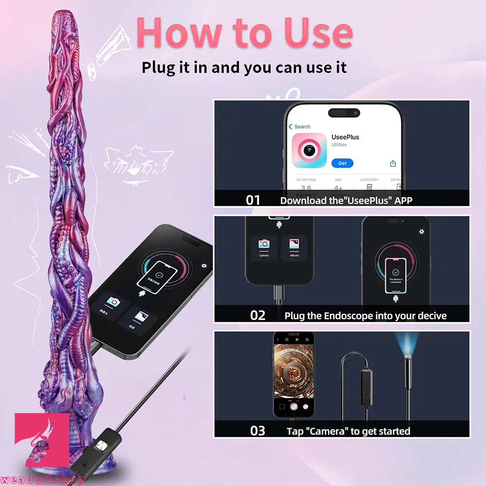 19.88in Huge Long Odd 1080P HD Video Photo Camera Endoscopy Dildo