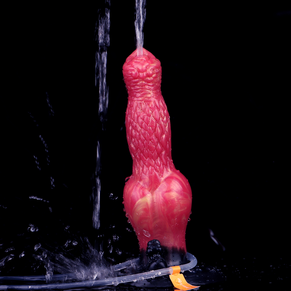 8.54in Fantasy Knotted Silicone Soft Big Dildo Ejaculating Penis Cock Toy