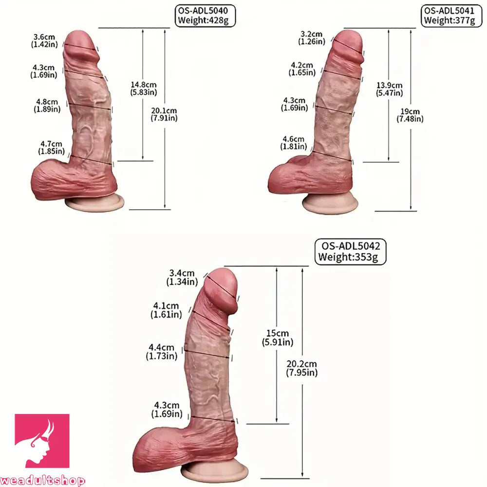 Double Layer Silicone Realistic Cock Soft Lifelike Penis Multiple Dildos