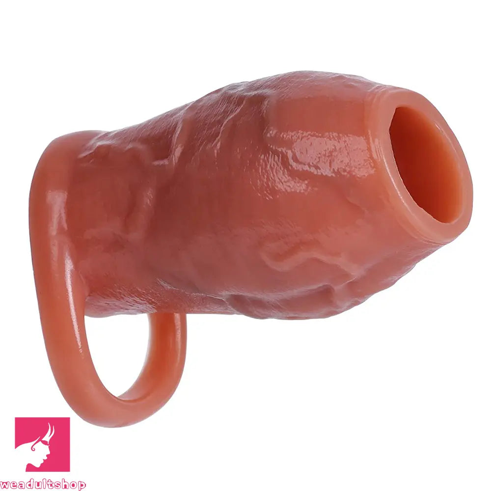 3.15in 3.54in 3.94in Realistic Veins Dildo Sleeve With Cock Ring Hollow Design