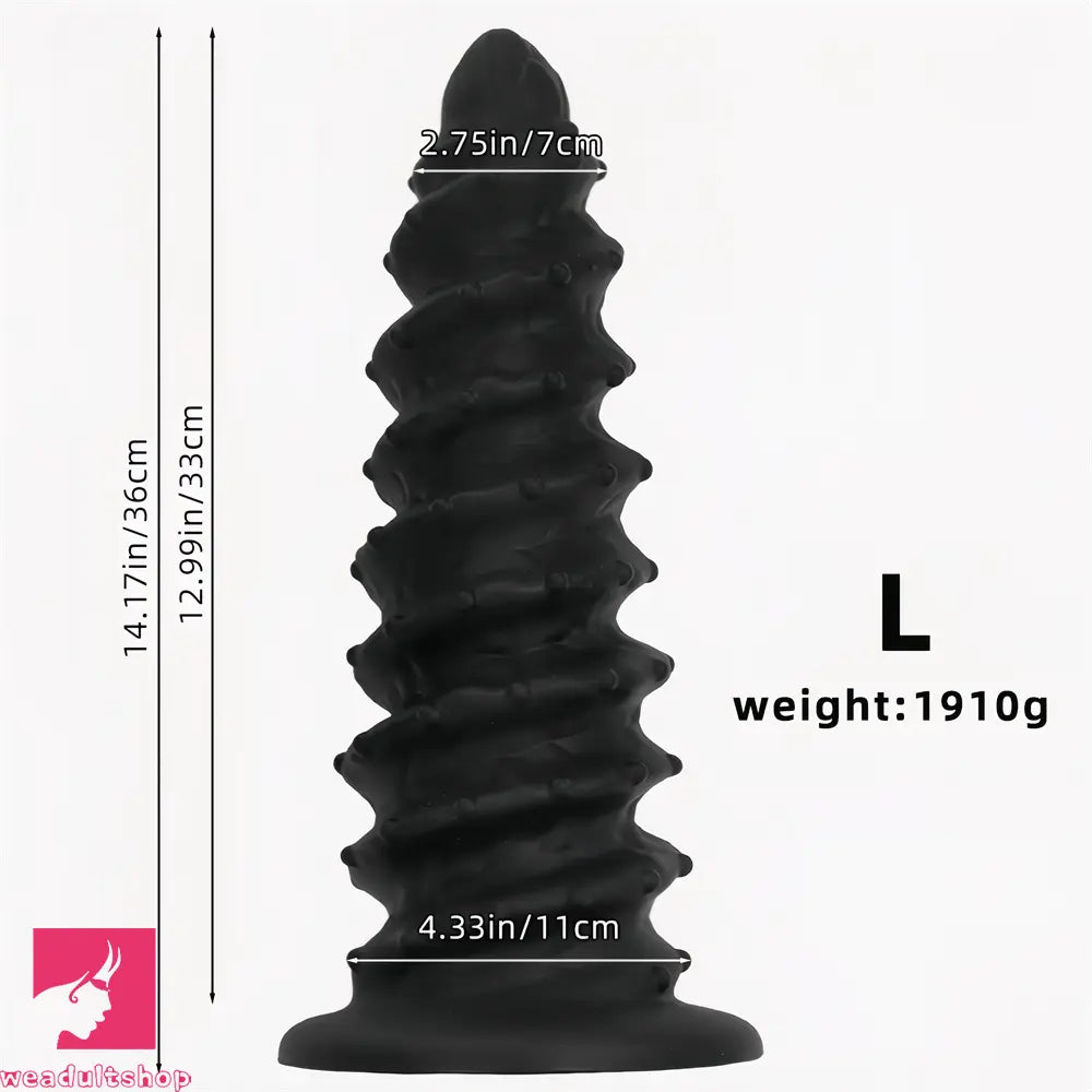 10.43in 12in 14.17in Extra-Big Long Threaded Silicone Sharp Head Dildo