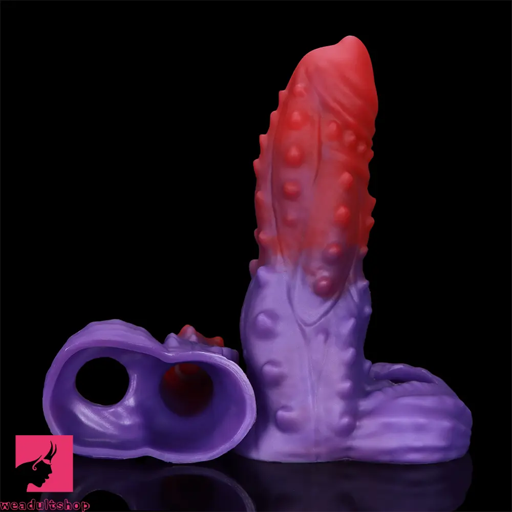 4.72in 5.31in 5.9in Spiked Cock Hollow Dildo Sleeve Penis Extended Sheath