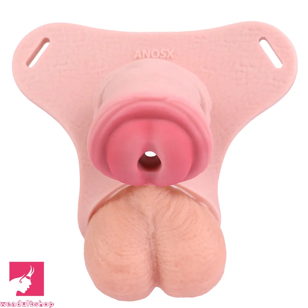 5.31in Silicone Horse Animal Penis Cage Strap on Chastity Dildo With Lock