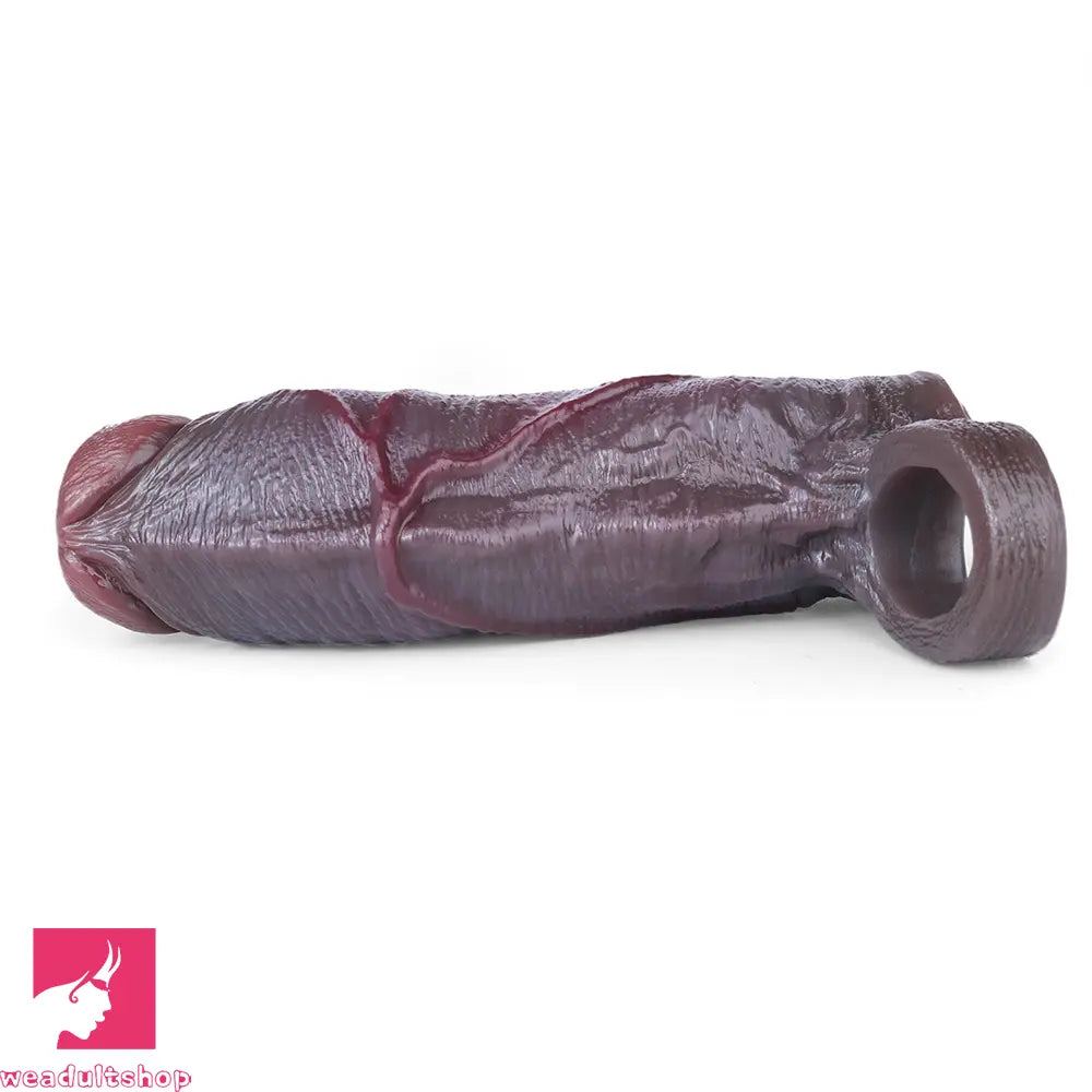 6.89in Platinum Silicone Real Feeling Dildo Sleeve Stretchy Penis Sleeve Ring