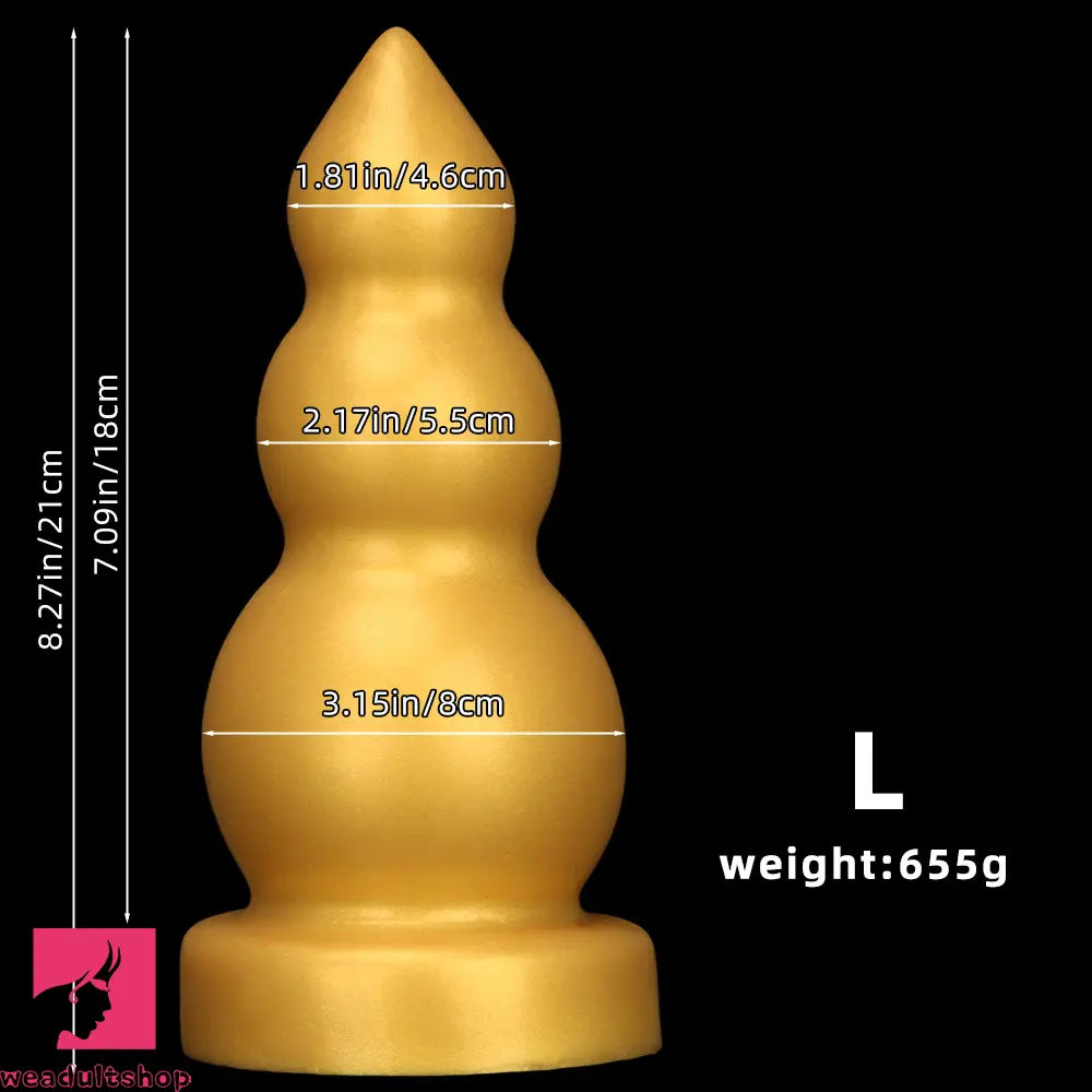4.13in 5.91in 8.27in 10.63in Golden Soft Gourd-shaped 3-beads Dildo