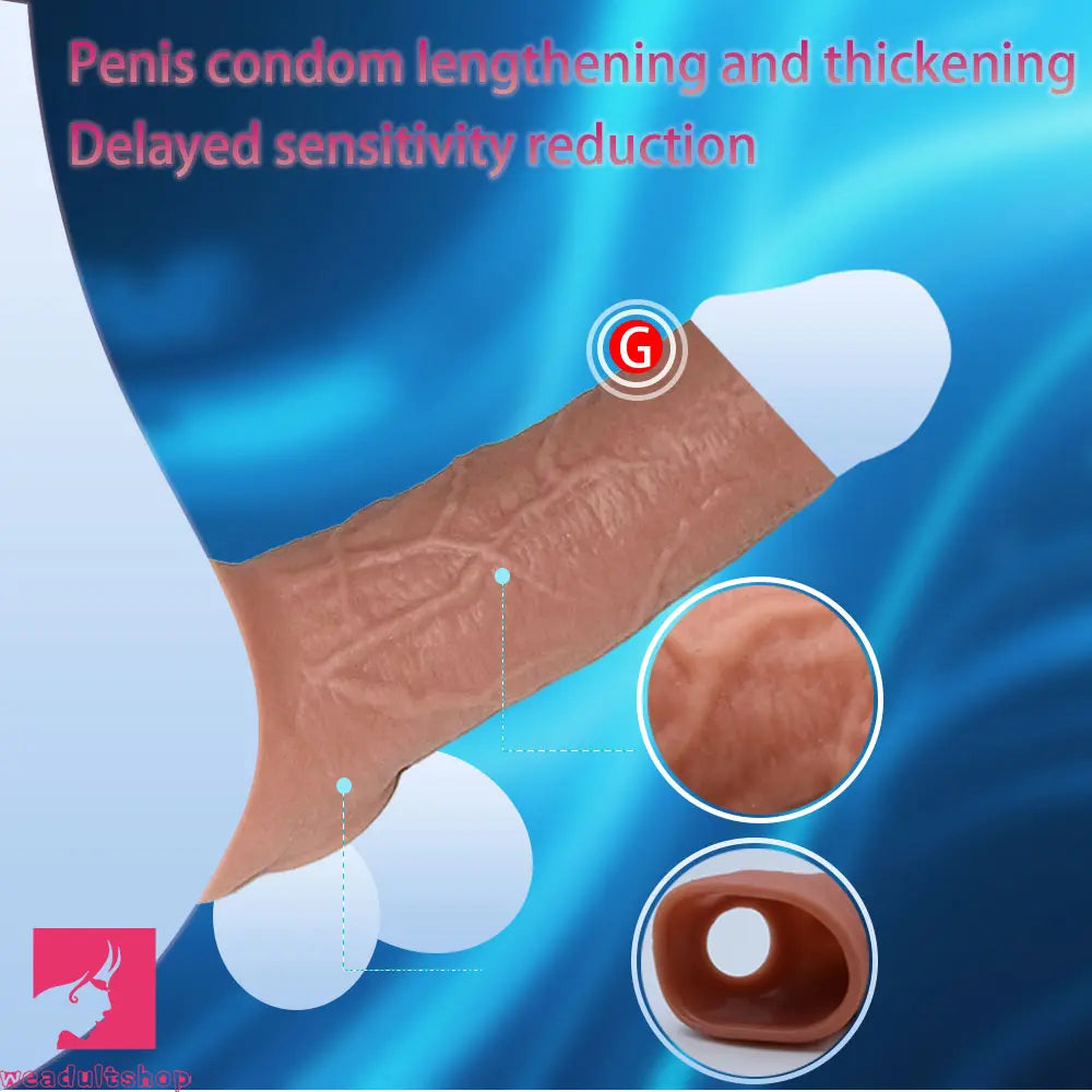 6.3in Round Design Real Veins Silicone Cock Dildo Sleeve For G-Spot Cock
