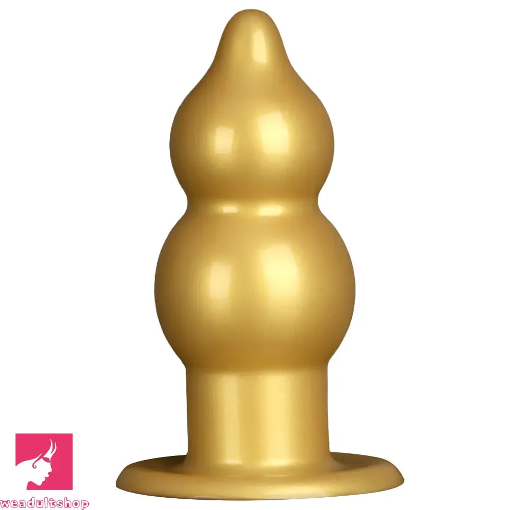 5.11in 9.05in Golden Silicone Big Thick Butt Plug Dildo Cock Clit Stimulator