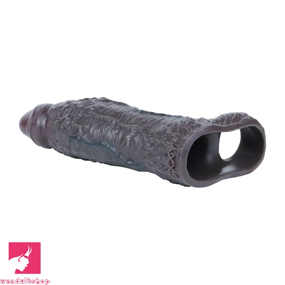 6.69in Uncut Vivid Glans Lifelike Veins Penis Sleeve Dildo Adult Love Toy