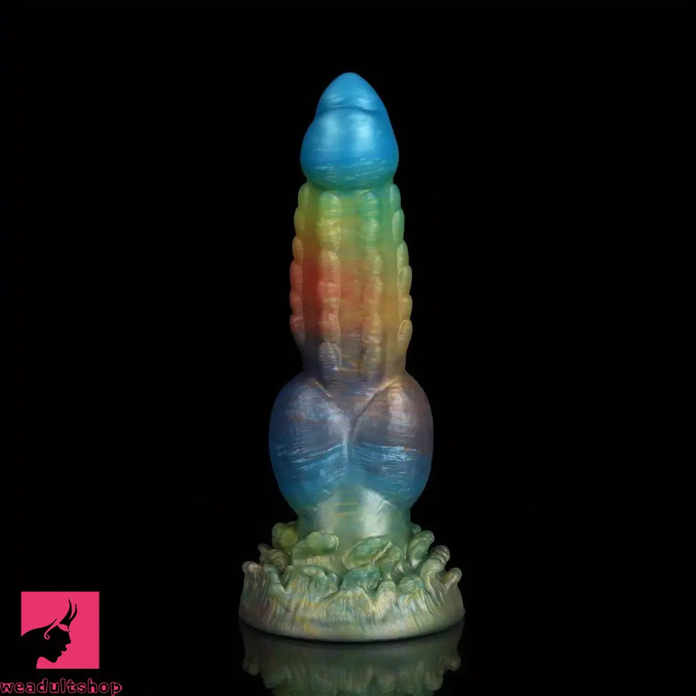 8.5in Multicolored Silicone Oddity Erectional Realistic Knot Anal Dildo