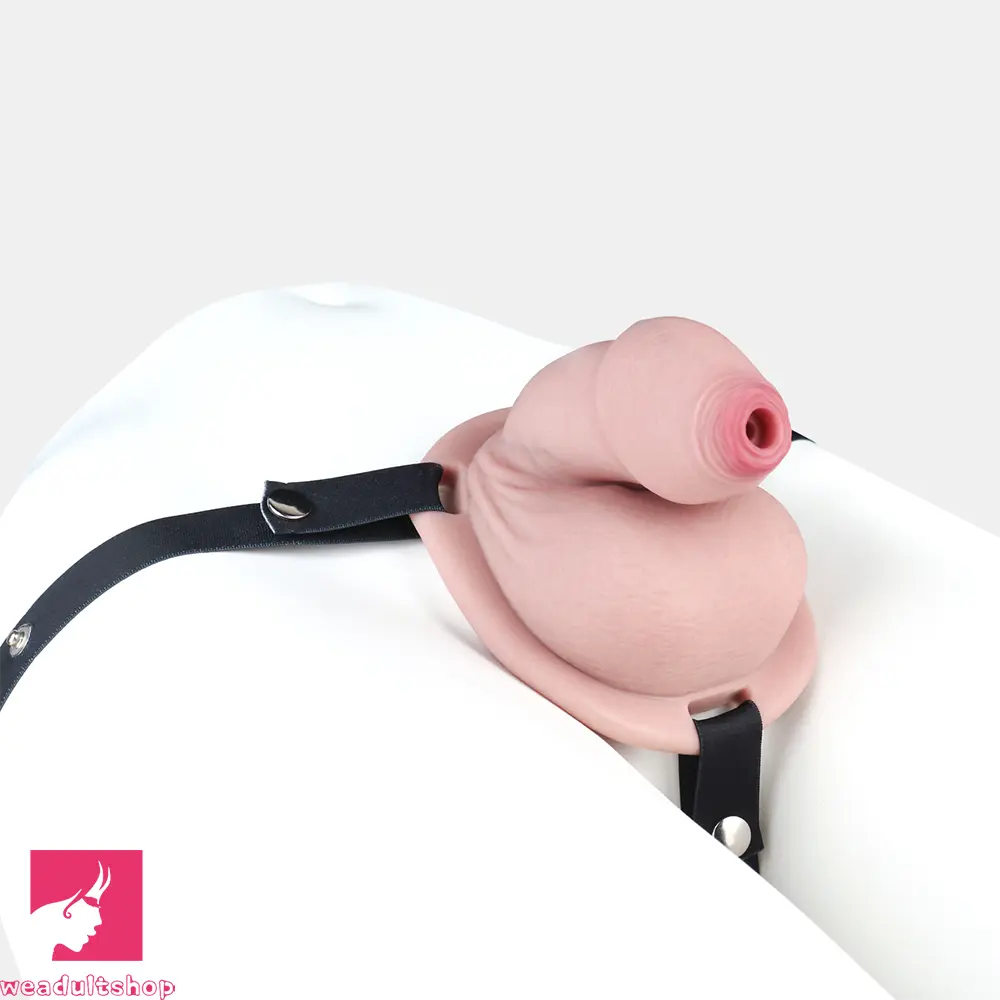 5.11in Real Hollow Chastity Cage Dildo Uncut Glans Couples Masturbator