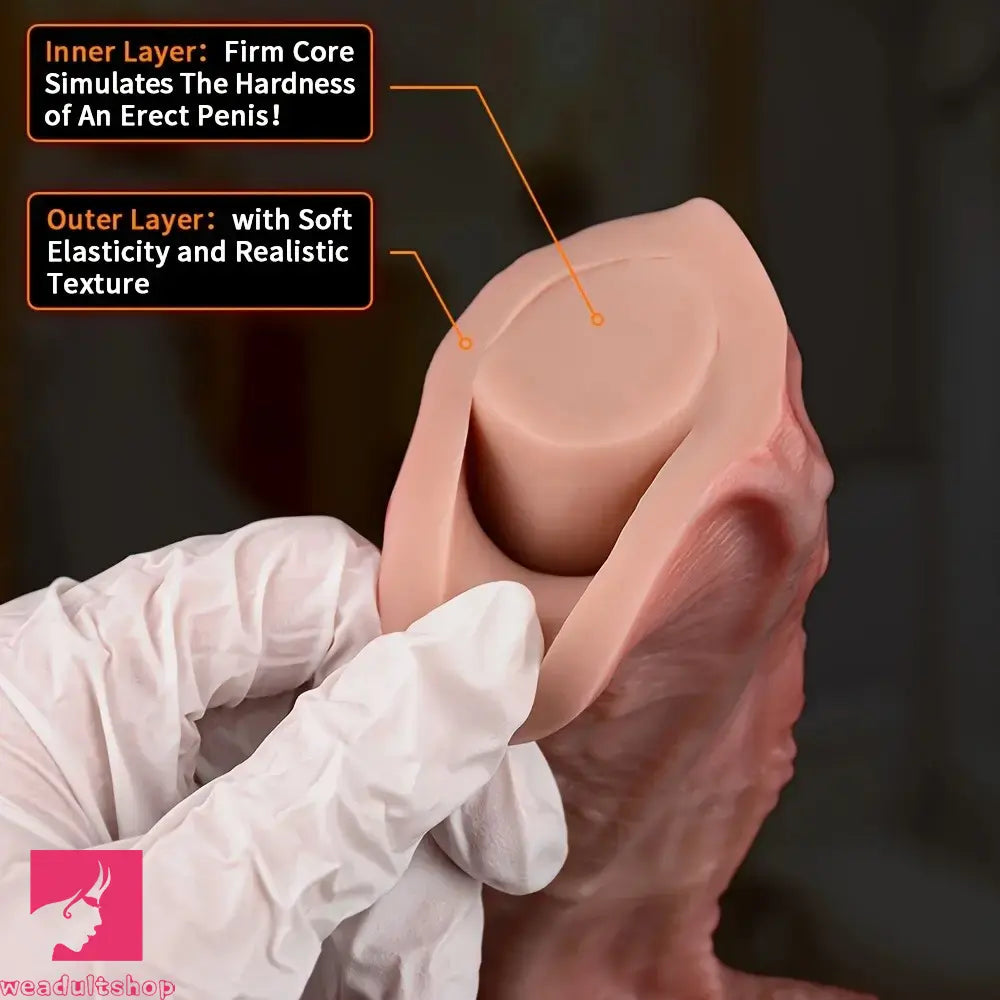 7.36in Realistic Double-Layer Veins Cock Dildo With Soft Exterior Stiff Interior
