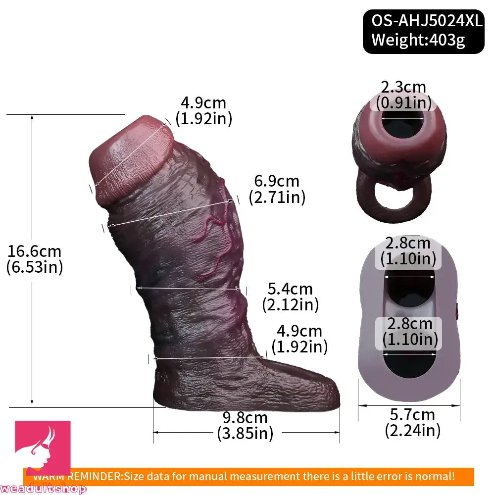 4.13in 4.96in 5.91in 6.53in Real Flexible Realistic Cock Soft Dildo Sleeve