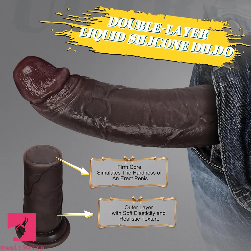 7.8in Liquid Silicone Dual-hardness Makeup Real Cock Soft Uncut Dildo