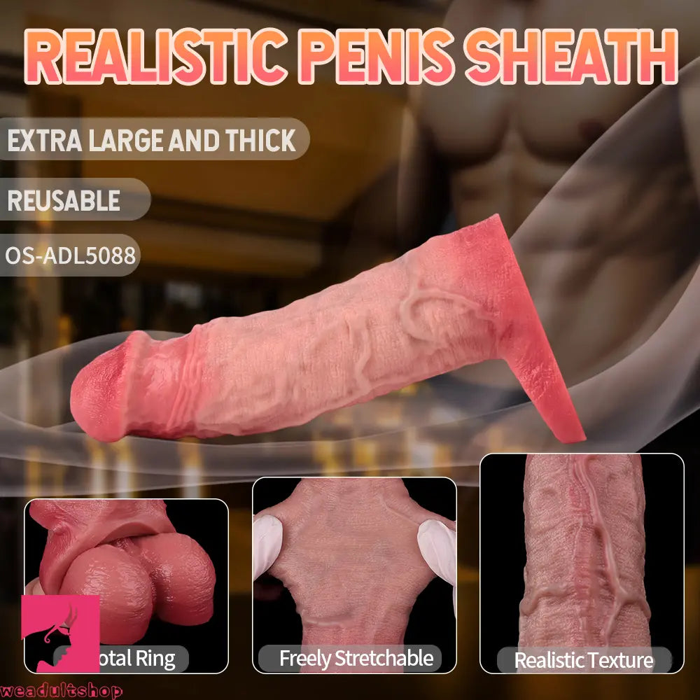 7.05in Realistic Soft Silicone Cock Ring Dildo For Lengthened Sex Toy