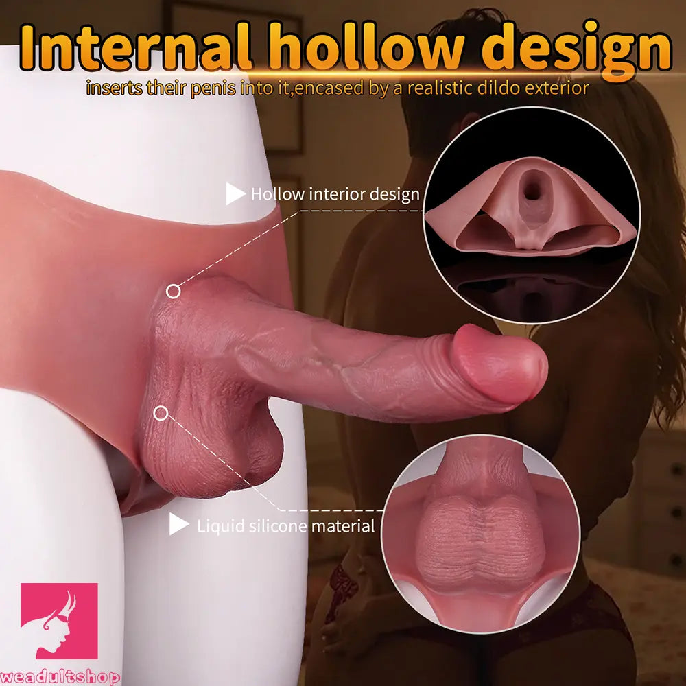 9.84in Silicone Big Strapon Hollow Dildo With Glans Penis For Women Sex
