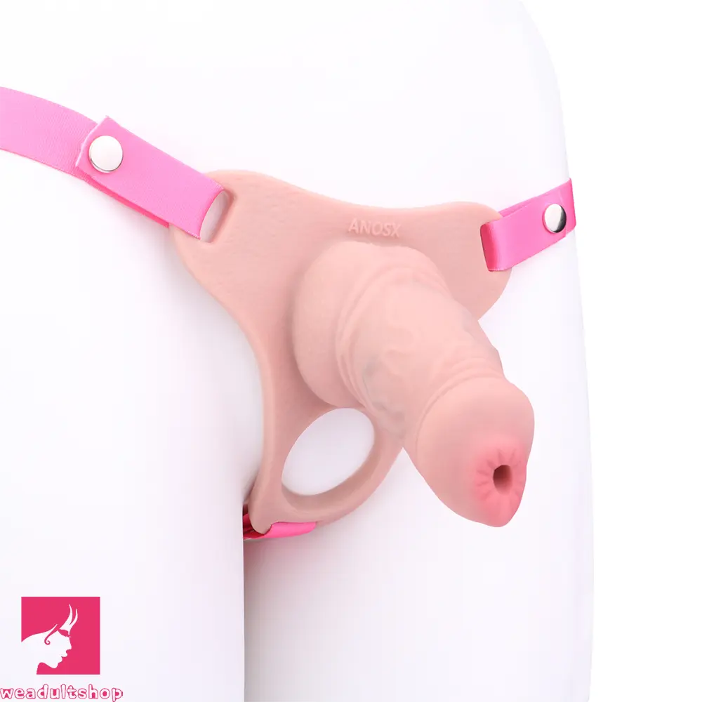 3.54in Silicone Soft Real Penis Cage Strap on Chastity Dildo With Lock
