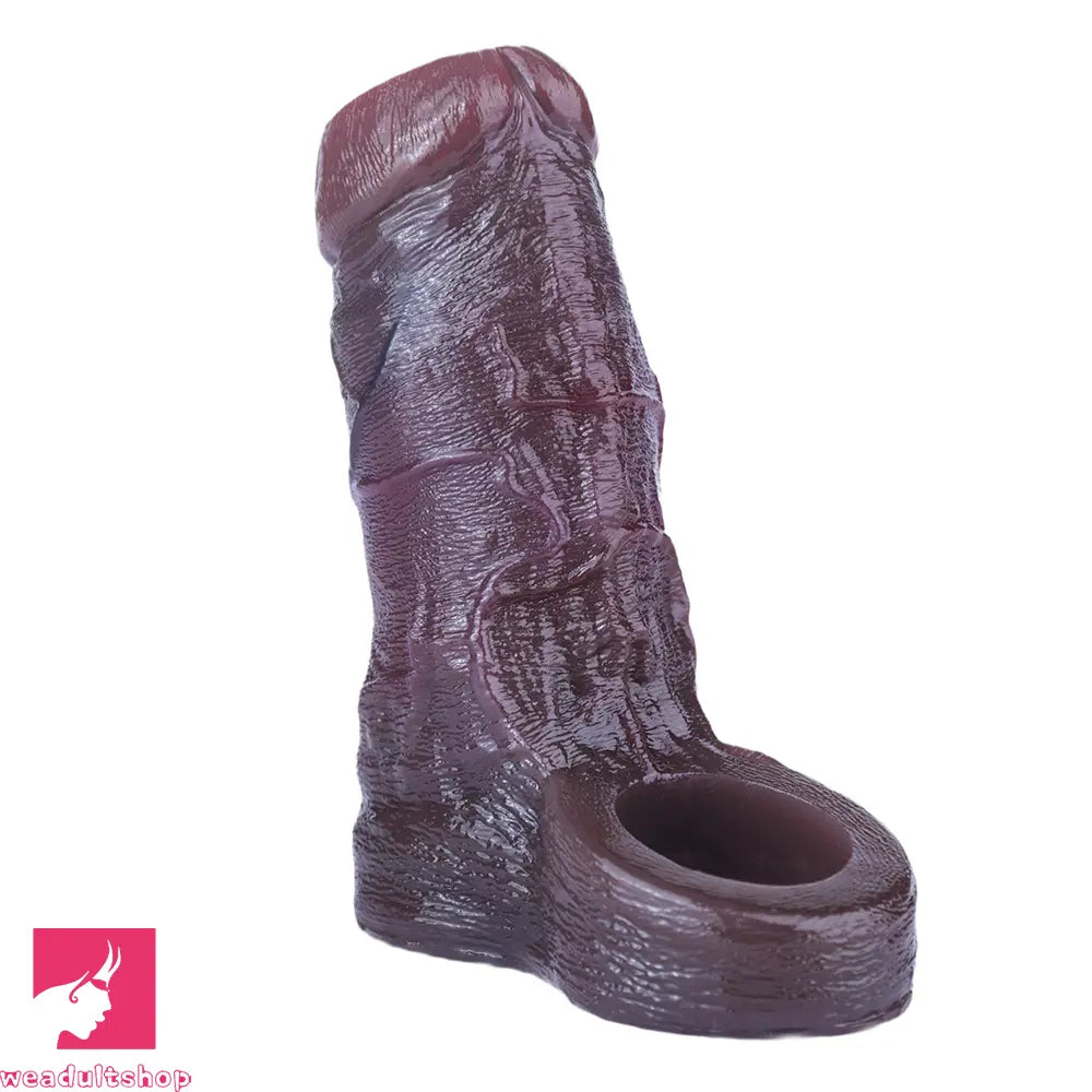 4.13in 4.8in 6.42in Real Skin Platinum Silicone Dildo Sleeve Male Cock Sex Toy