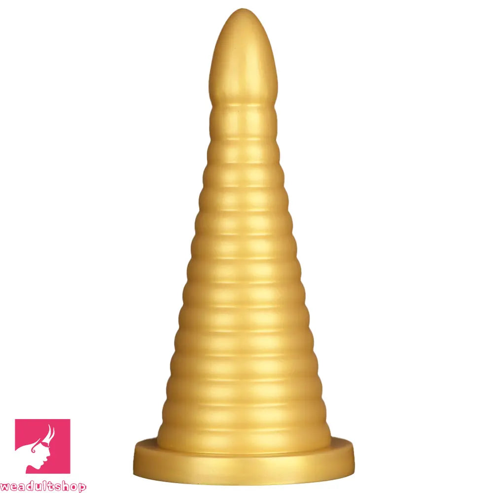 10.23in 14.56in Large Thread Gold Silicone Pagoda Thick Large Anal Dildo