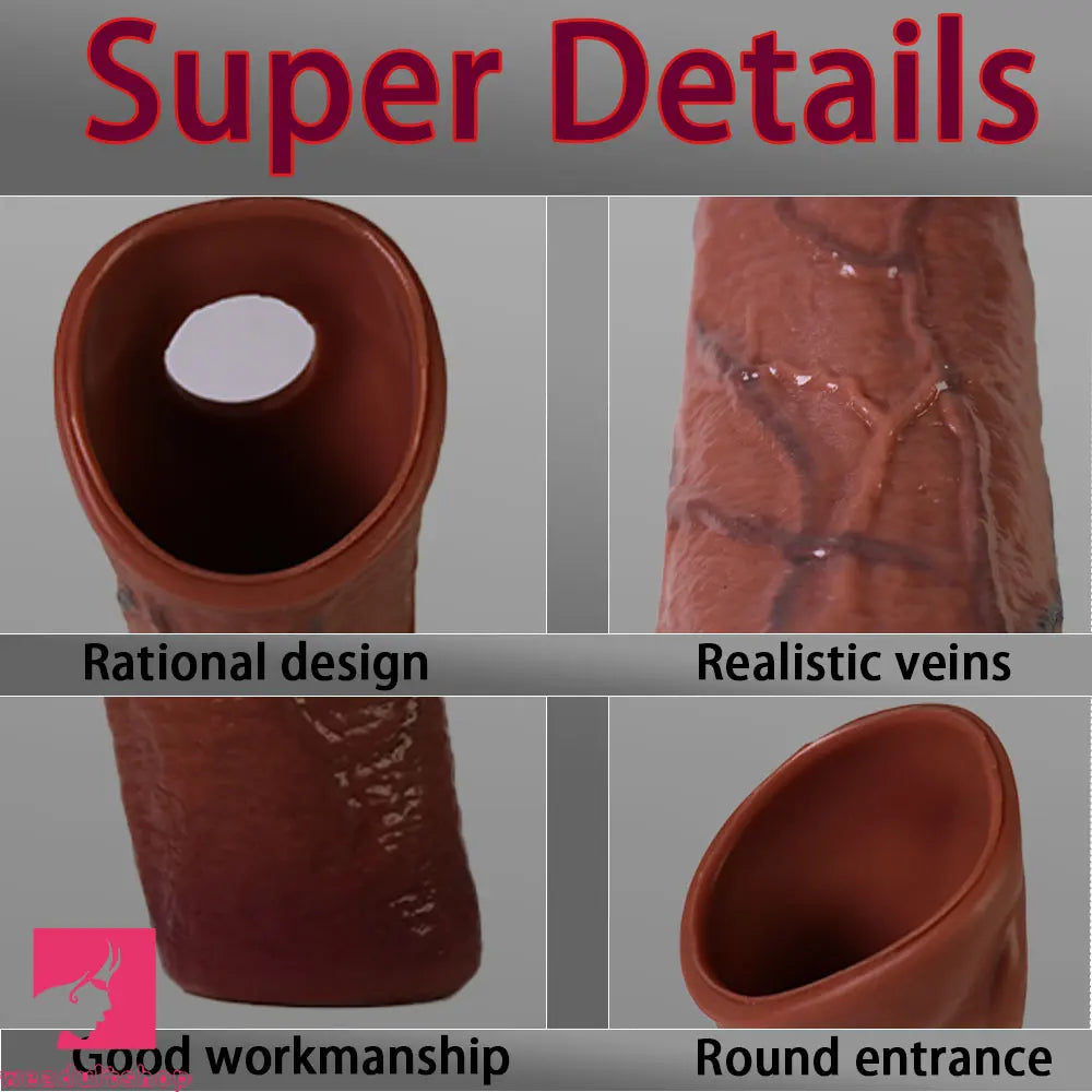 6.3in Round Design Real Veins Silicone Cock Dildo Sleeve For G-Spot Cock