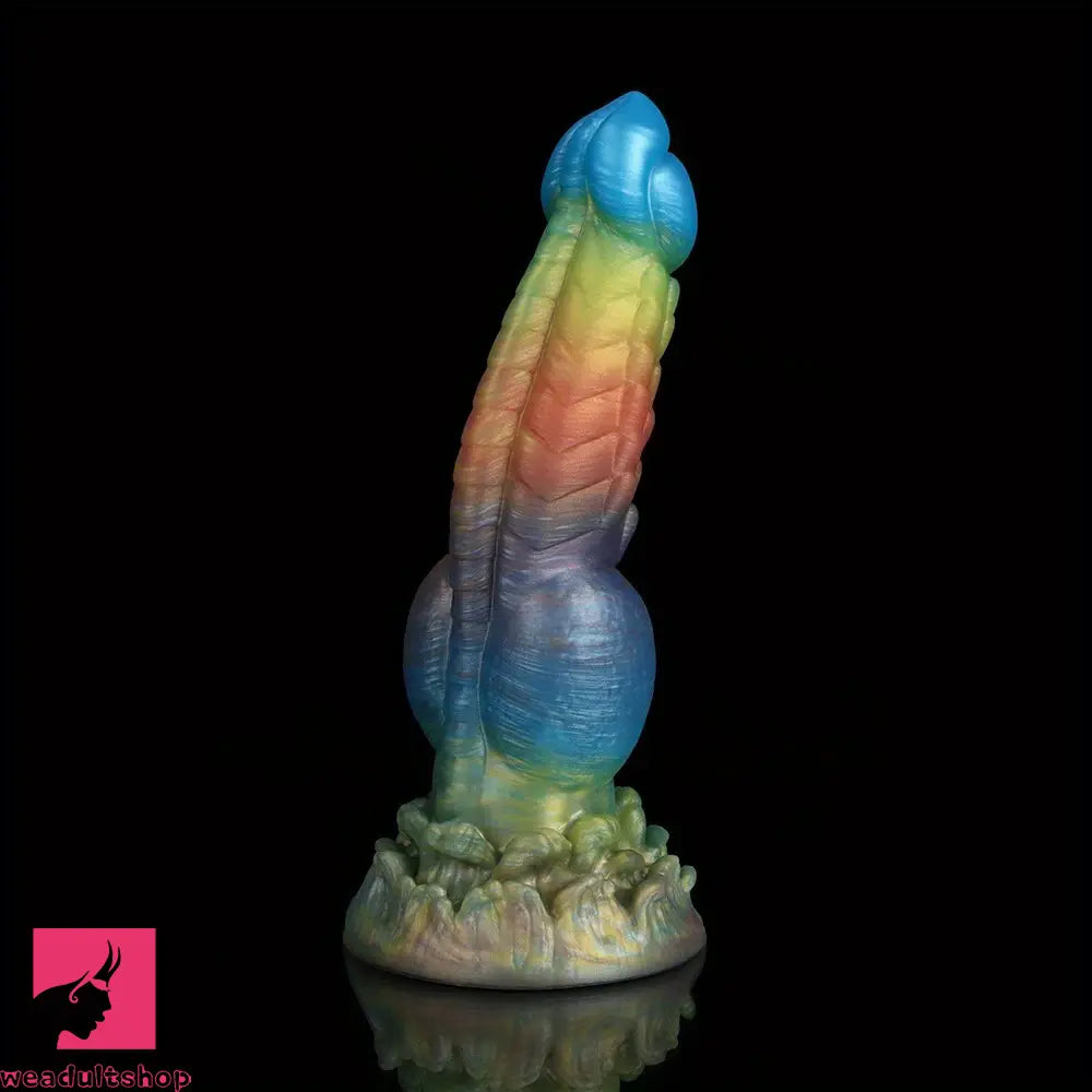 8.5in Multicolored Silicone Oddity Erectional Realistic Knot Anal Dildo