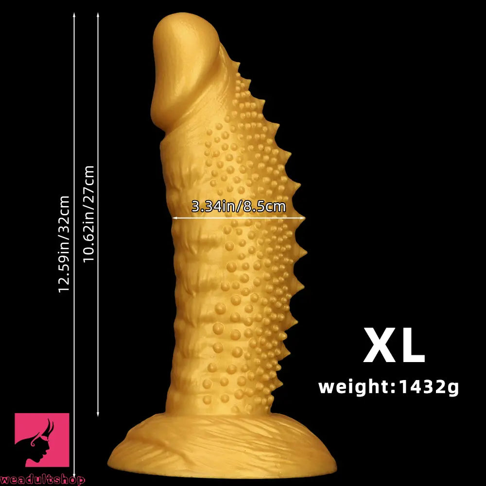 .48in 9.05in 10.62in 12.59in 14.17in Golden Soft Wolf-tooth Spiked Dildo