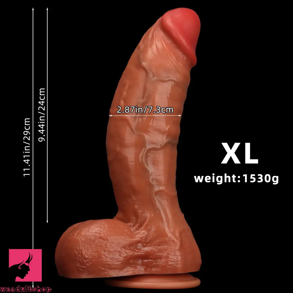 7.8in 8.66in 9.44in 11.41in Curved Fat Lifelike Real Skin Dildo Sex Toy