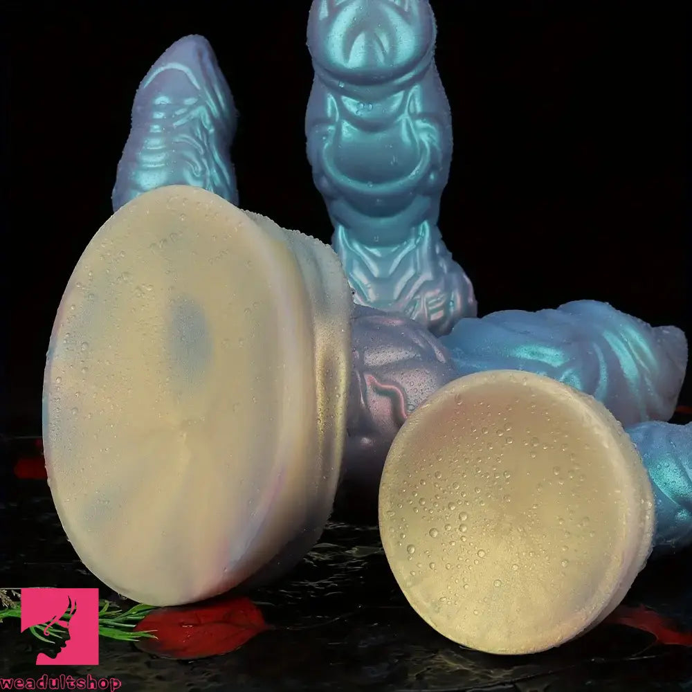 7.63in 8.89in 10.55in Flexible Silicone Realistic Textured Monster Odd Dildo