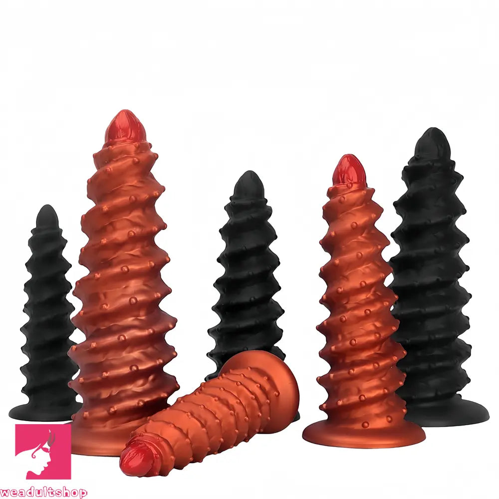 10.43in 12in 14.17in Extra-Big Long Threaded Silicone Sharp Head Dildo