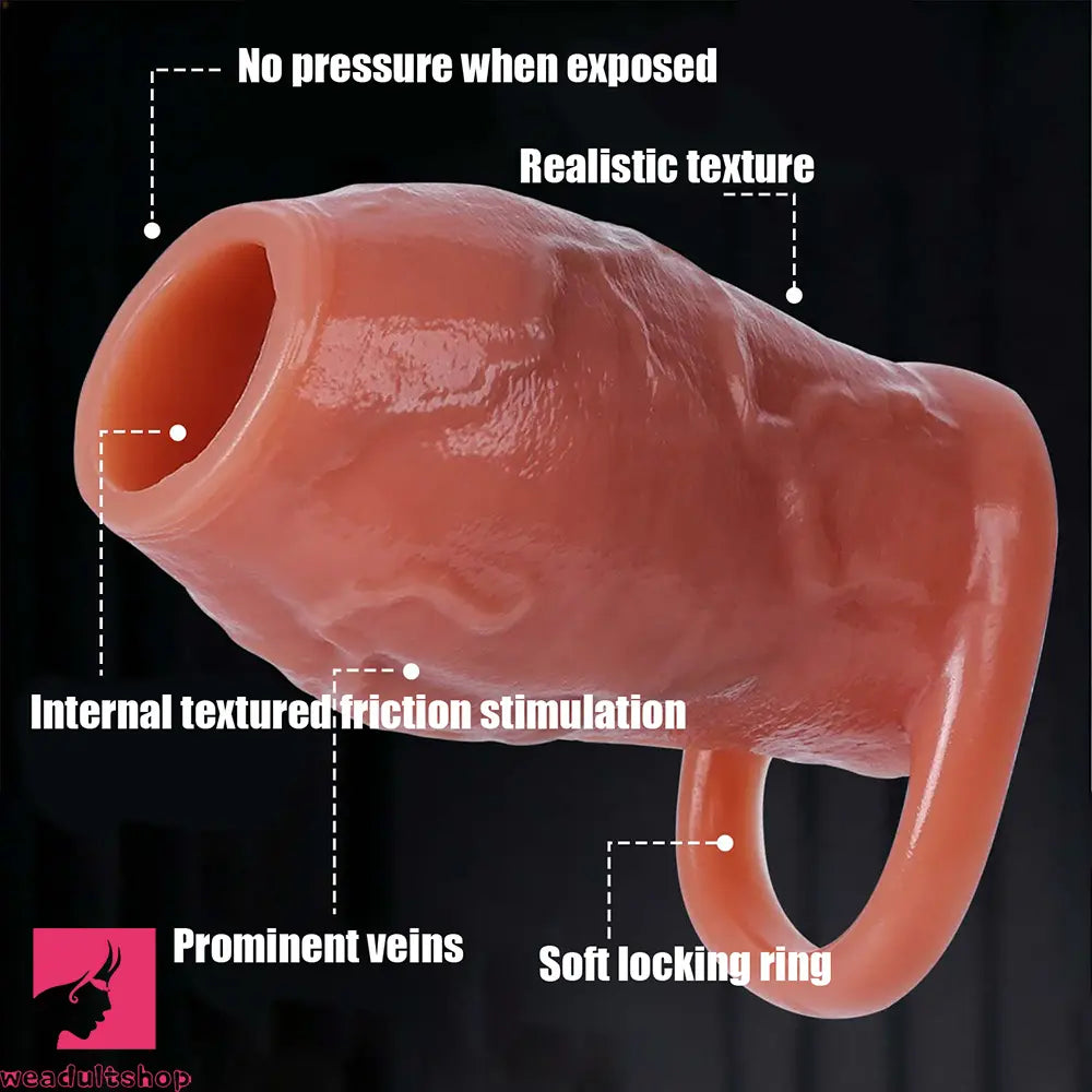 3.15in 3.54in 3.94in Realistic Veins Dildo Sleeve With Cock Ring Hollow Design