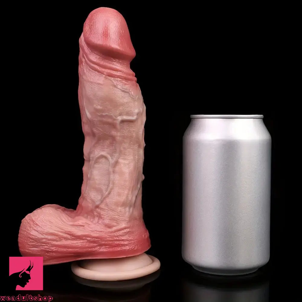 7.91in Realistic Penis Female Manual Soft Double Layer Silicone Dildo