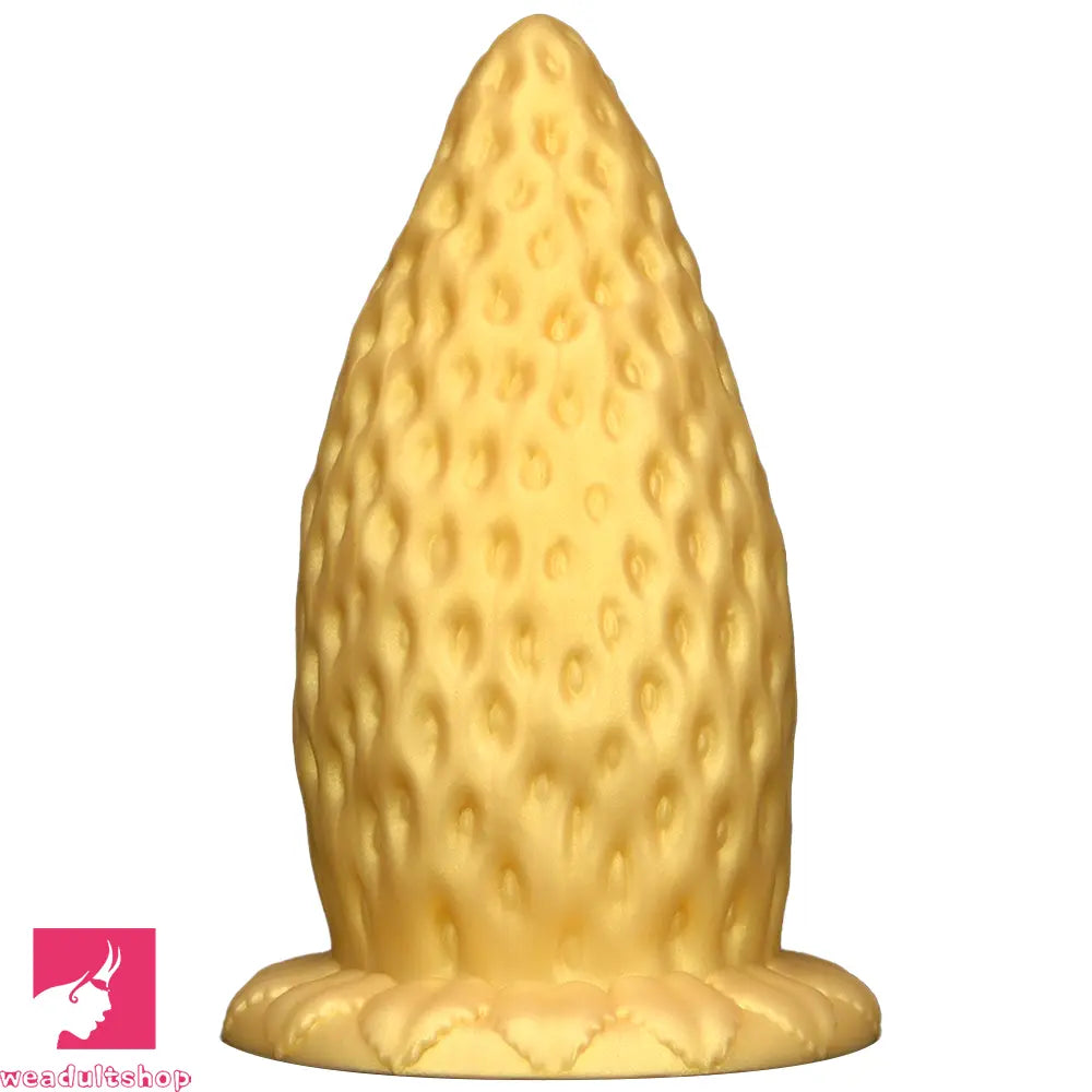 5.9in 8.07in 9.84in Gold Silicone Thick Strawberry Penis Anal Plug Dildo