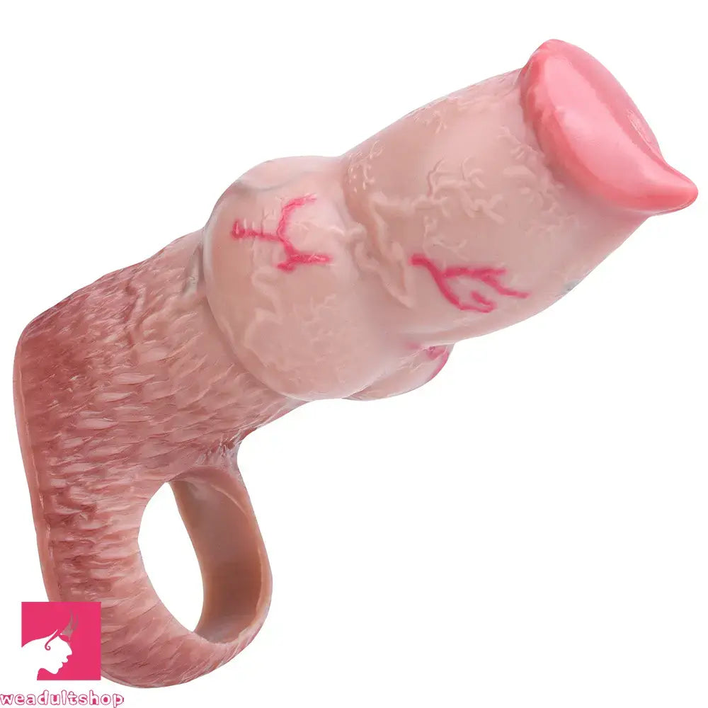 5.47in 6.49in 6.77in Realistic Dog Lifelike Dildo Cock Sleeve Close Open Head