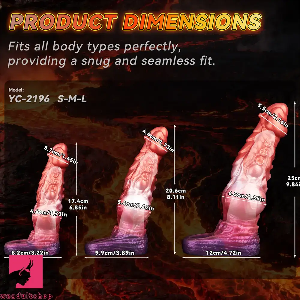 6.85in 8.11in 9.84in Dragon Monster Knot Silicone Dildo For Sleeve Sheath