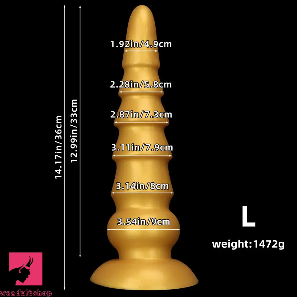7.87in 11.41in 14.17in Golden Silicone Soft Anal Plug Dildo For Women Toy