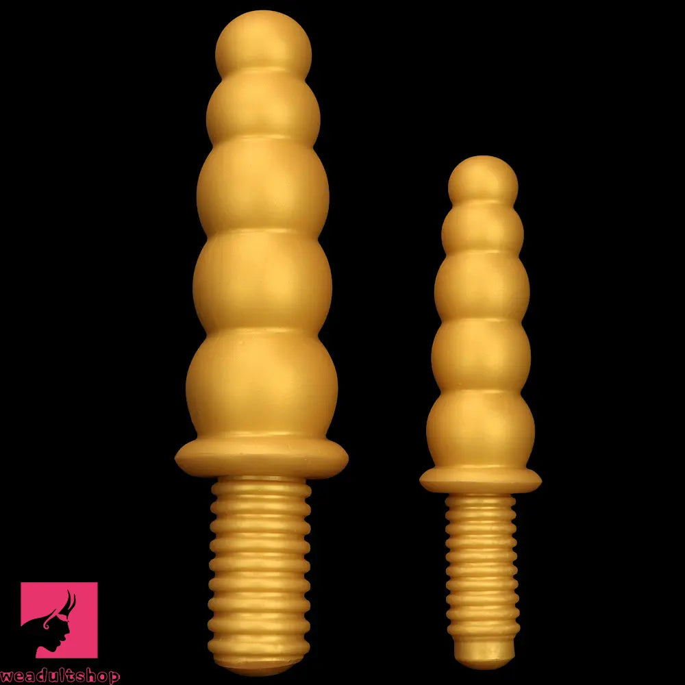 10.62in 14.56in Gold Silicone Anal Plug Dildo With Handle For Love Sex