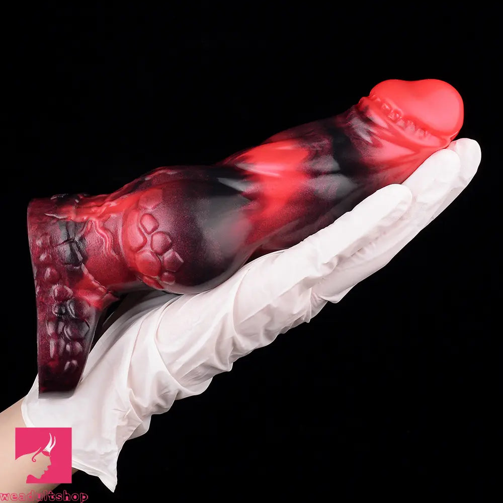 7.17in Silicone Dog Cock Sleeve Knot Vibrating Automatic Hollow Soft Dildo