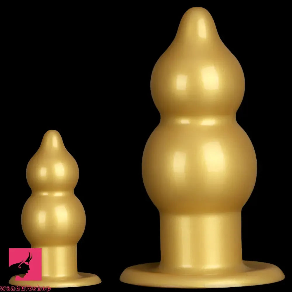 5.11in 9.05in Golden Silicone Big Thick Butt Plug Dildo Cock Clit Stimulator