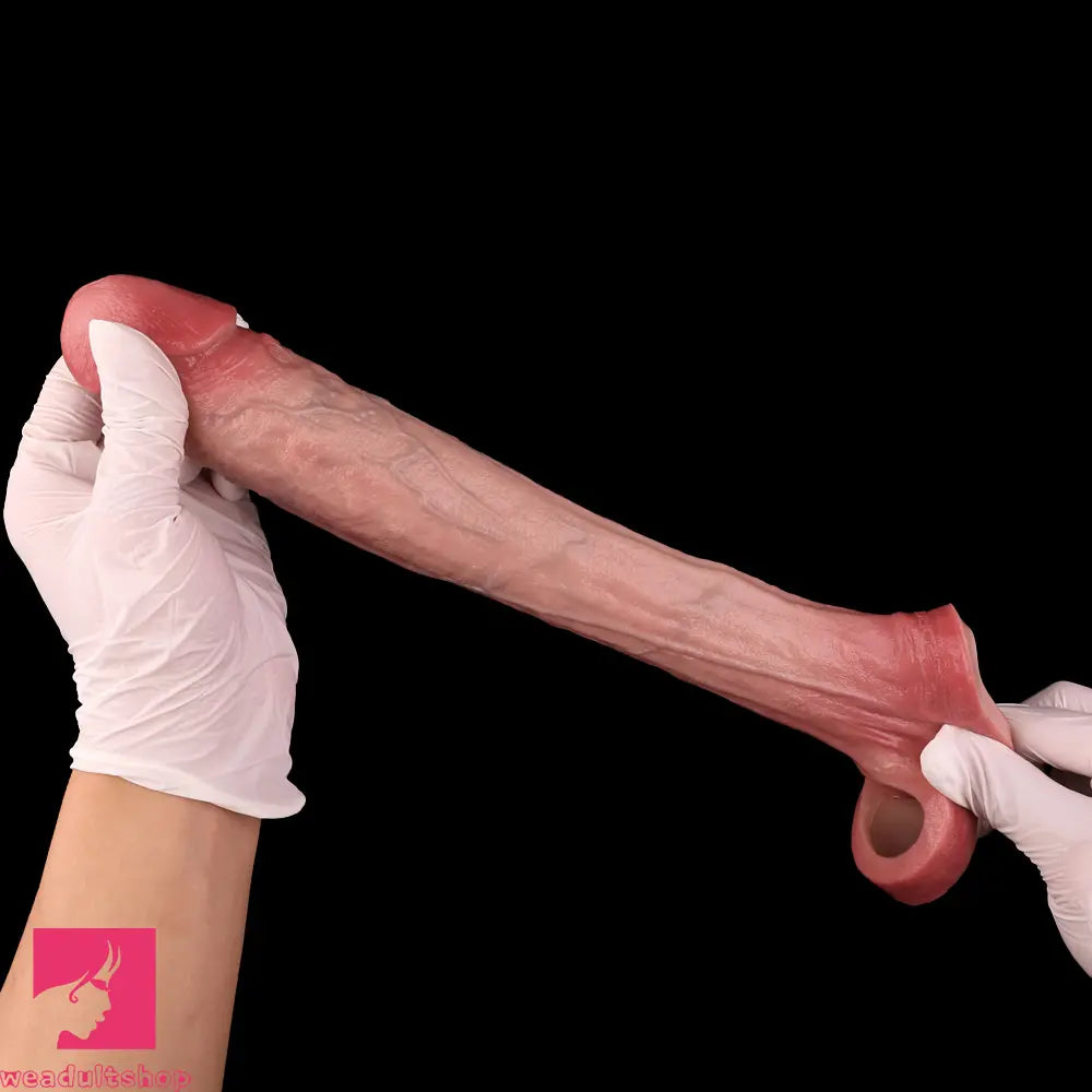 7.91in Realistic Penis Dildo Cock Sleeve Extender Vibrating Remote Cock Toy