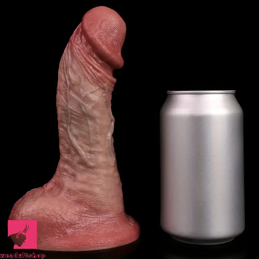 7.36in Realistic Double-Layer Veins Cock Dildo With Soft Exterior Stiff Interior