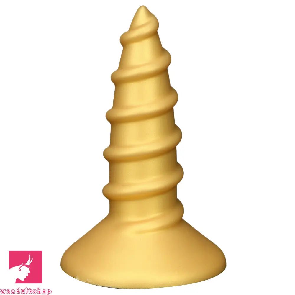 9.05in 11.22in Gold Silicone Screw Giant Cock Anal Plug Thick Fisting Dildo