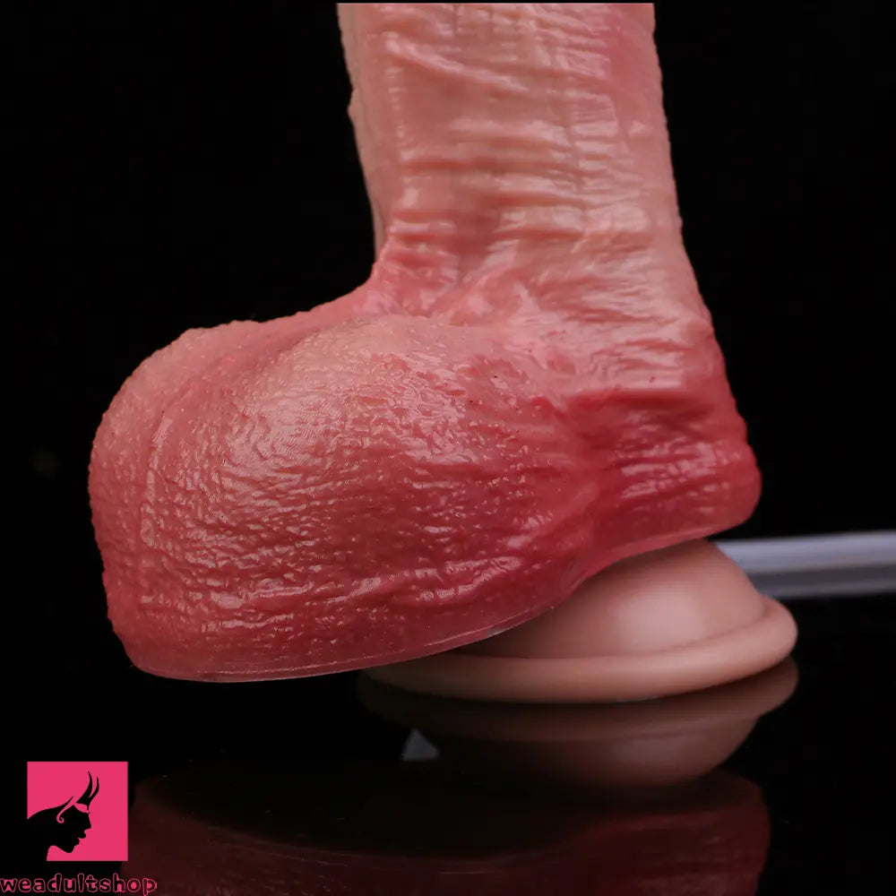7.28in Water Spraying Soft Silicone Double Layer Realistic Cumming Dildo