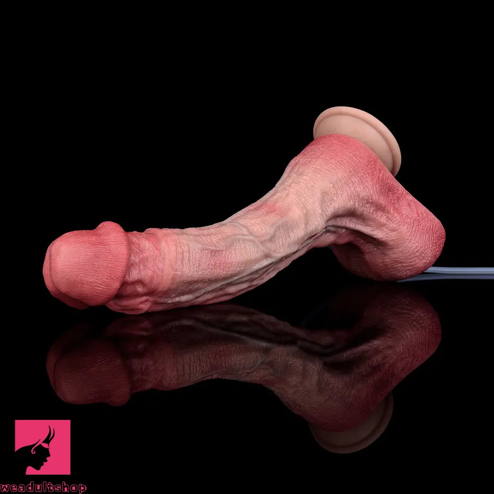 10.12in Couple Sex Game Toy Dual Density Silicone Ejaculating Real Dildo